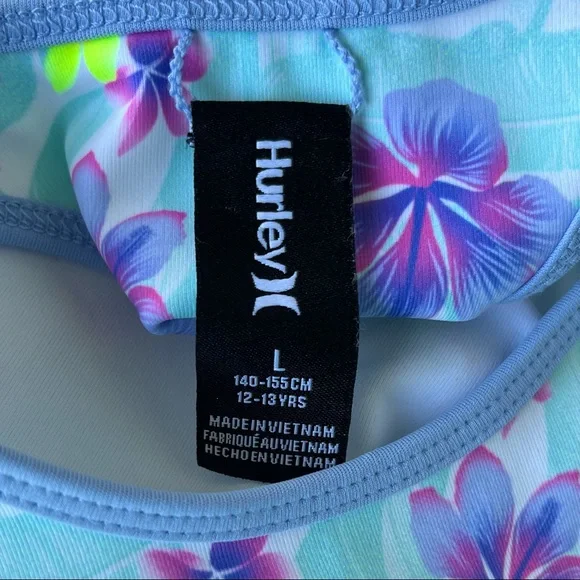 •Hurley• Girl’s Cropped Floral Tank Top - Size Large (12-13 Years) - Picture 2 of 7